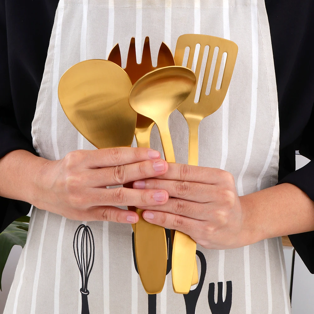 Brushed Gold Cooking Utensils