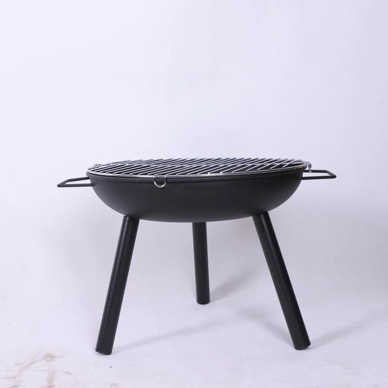 Round Black Camping Outdoor Firepit Barbecue Stove Steel Portable Mini Wood Burning Fire Pit Charcoal Bbq Grill
