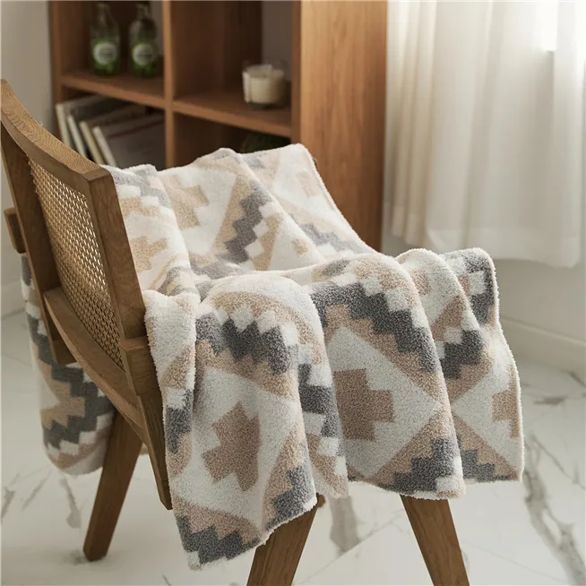 MTY Smooth Soft Bohemian Geometric Crochet Polyester Throw Blanket for Adult Kids Home supplier