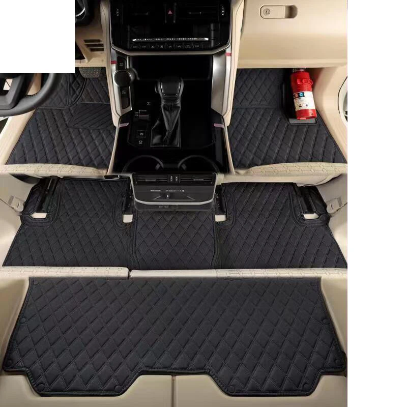 Tapis De Sol Personnalisés Pour Toyota Land Cruiser Prado (2002-2023) - Noir, Cuir Synthétique Imperméable Antidérapant - Set Complet