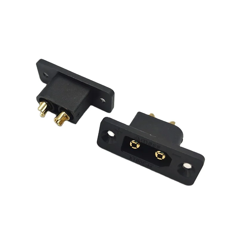 Amass Black Xt90e-m Panel Mount Connectors Battery Plug Gold-plated Male Xt90e Connector for Rc Aircraft Drone