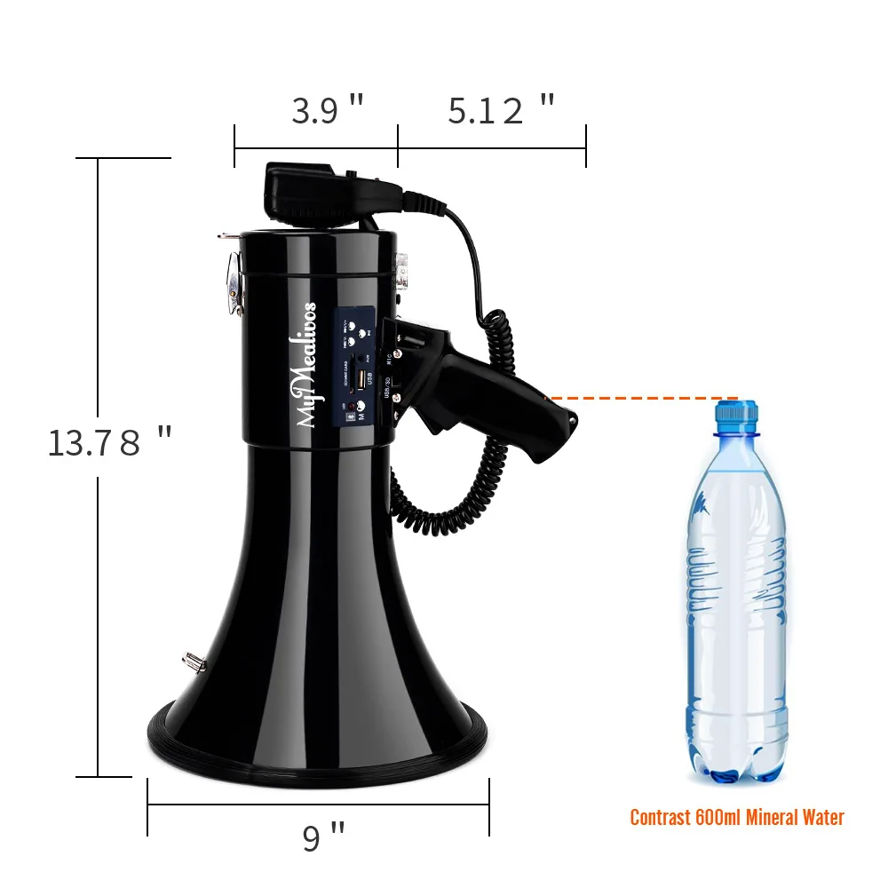 ABS 50W  Multifunction Handheld Megaphone Speaker Loudspeakers