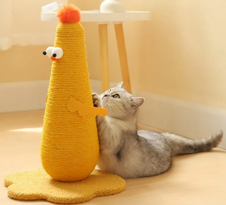 Cute Chicken Shape Cat Scratching Board Vertical Cat Climbing Frame Sisal Cat Scratching Post
