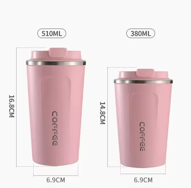 Taza de café de acero inoxidable con pantalla de temperatura inteligente de 380Ml y 510Ml, taza de vacío de café de oficina de viaje de doble pared con tapa