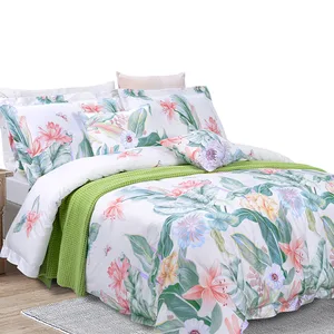 High Quality Home Textile Customized Comforter Sets Queen Size Plants Design Bedding Set