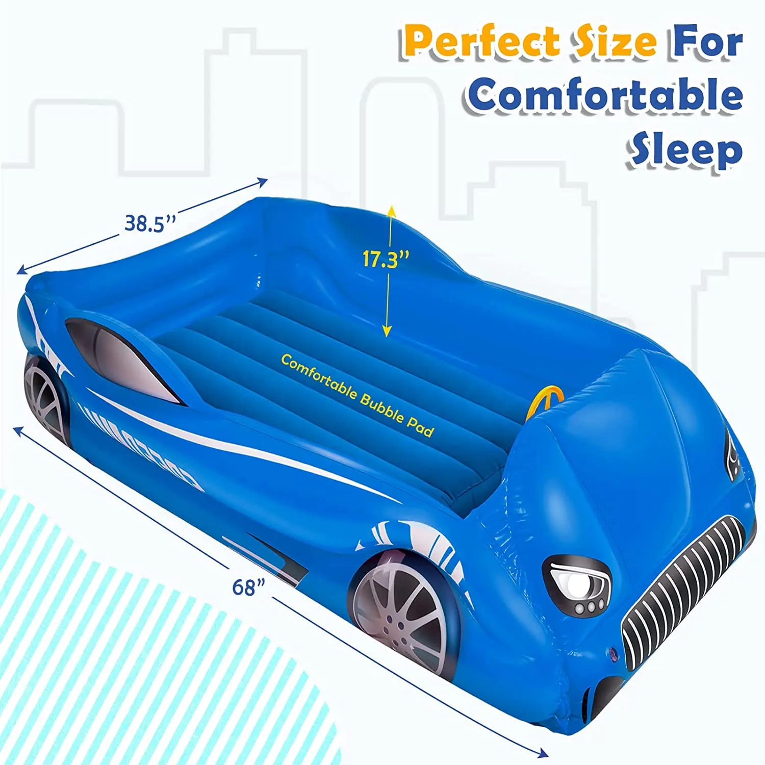 Portable Toddler Floor Bed For Kids Air Mattress With Sides For Boys