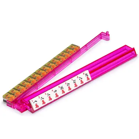 40cm Mahjong Tile Rack Pusher Set Acrylic Mahjongg Stand Pink Perspex Mahjong Organizer