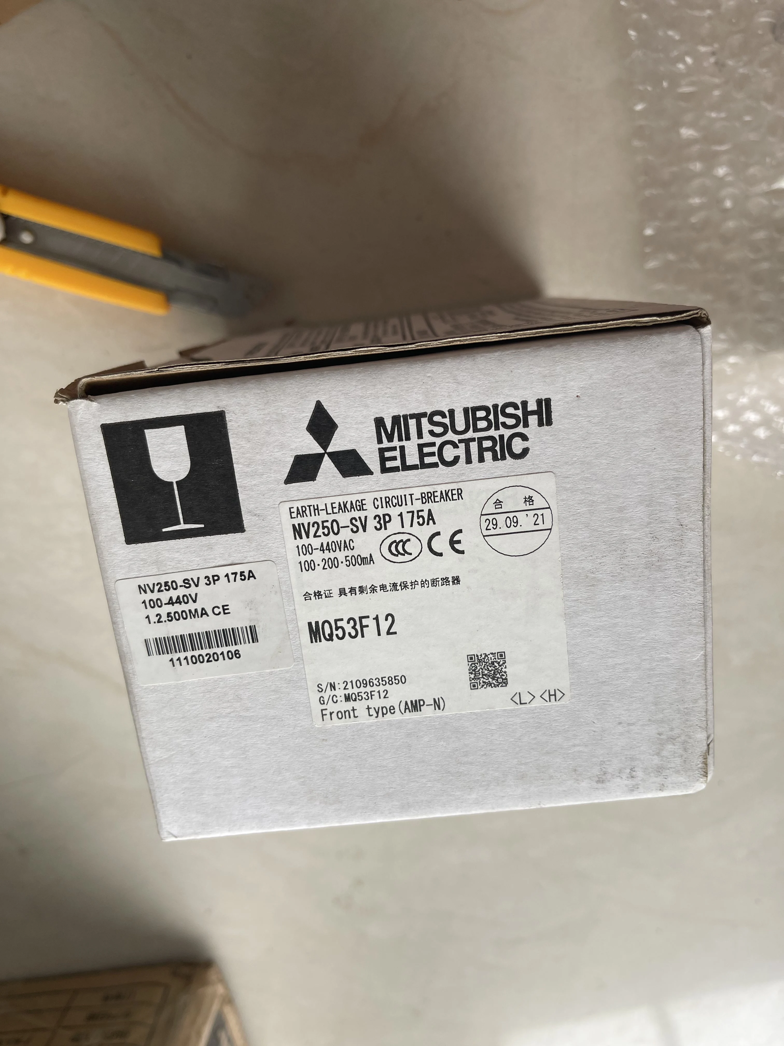 Mitsubishi Earth Leakage Circuit Breaker NV250-SV 3P 175A Mitsubishi Earth Leakage Circuit Breaker NV250-SV 3P 175A