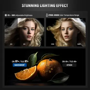 NEEWER CB60B 70W LED Video Light with 2.4G&APP Control, COB Bi Color 2700K-6500K 34000Lux at 1m/CCT Mode/CRI97+/12 Scenes detail image
