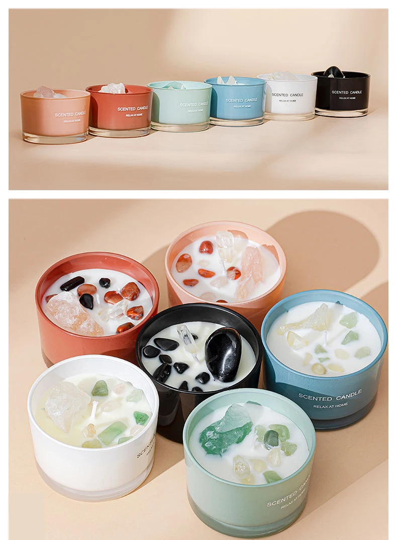 Customized Private Label Soy Wax Crystal Stone Scented Candles - Buy ...