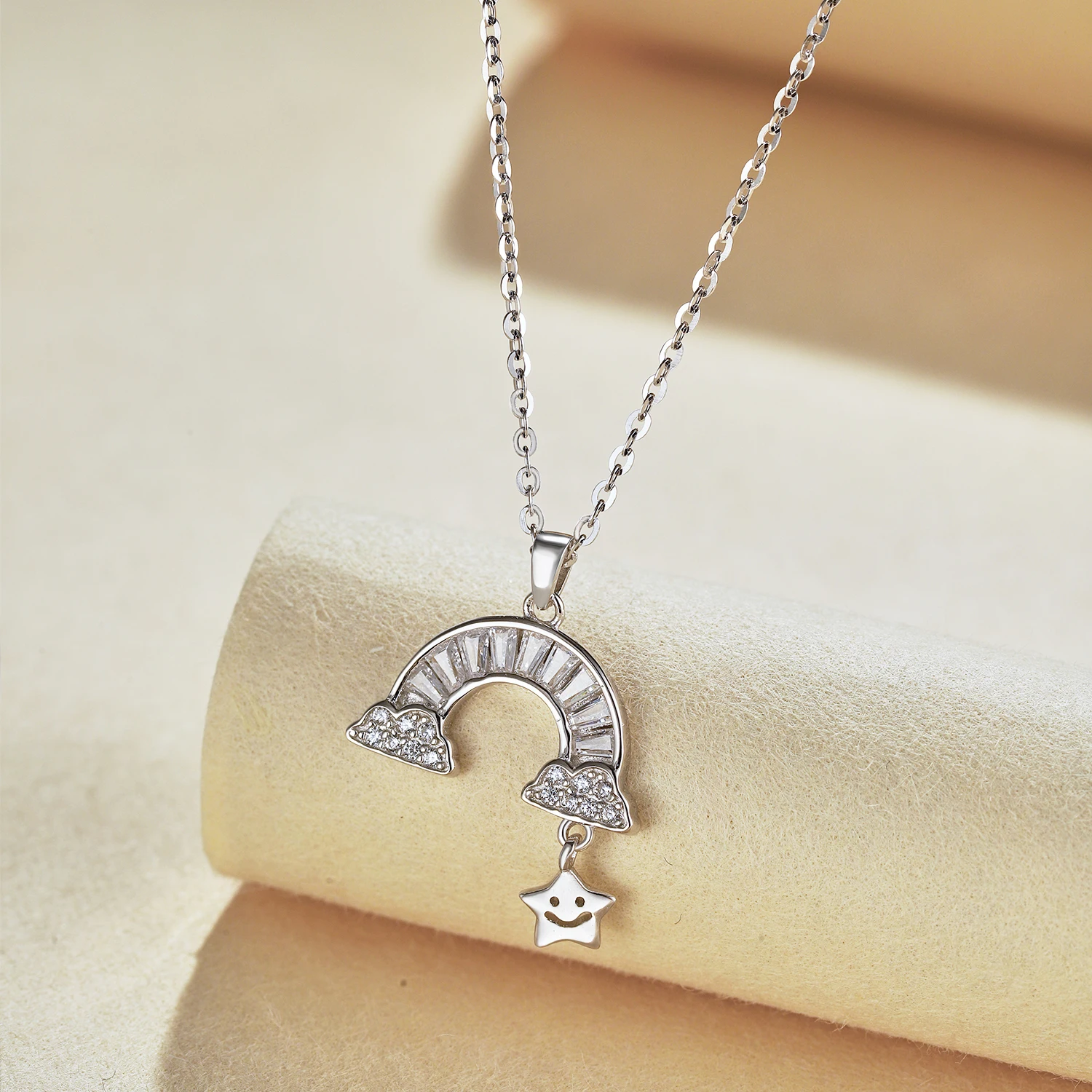 KAKODIY Exquisite star semicircular pendant sterling silver necklace women's jewelry custom engraving 18K gold plated necklace detail 2