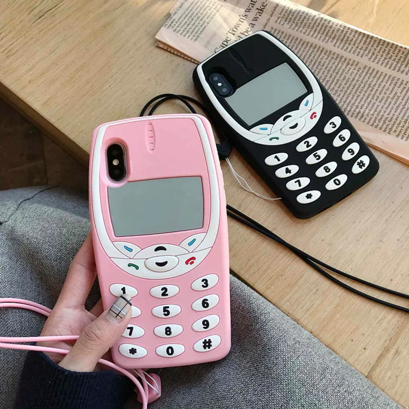 Funda de teléfono con diseño clásico 3D y cordón, estilo retro, para iPhone 15, 14, 13, 12 y 11, venta al por mayor_voghion.com