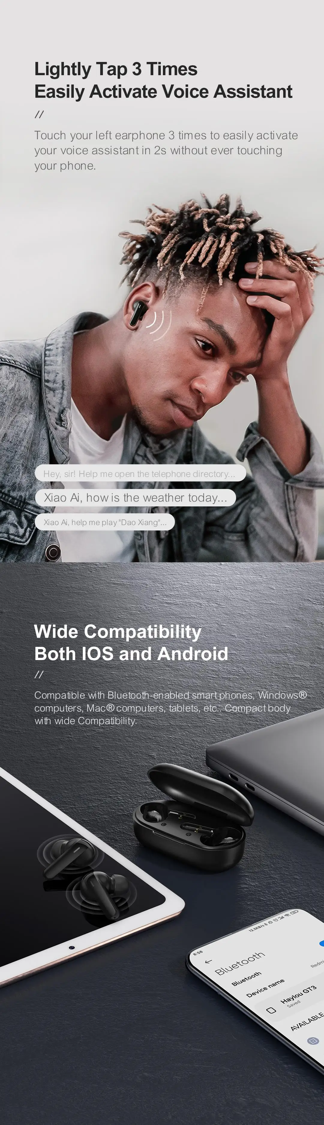 Fones De Ouvido Xiaomi Haylou Gt3,Nova Versão,Original,Sem Fio,Redução De  Ruído,Haylou Gt3 - Buy Haylou Gt3 Tws Fones De Ouvido,Fones De Ouvido  Haylou Gt3,Haylou Gt3 Fones De Ouvido Sem Fio Product on Alibaba.com