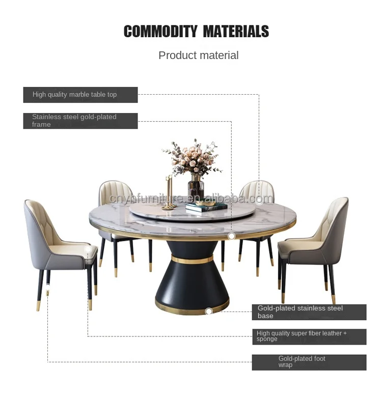 Round Marble Luxury Dinning Table Set Dining Room Furniture Dining