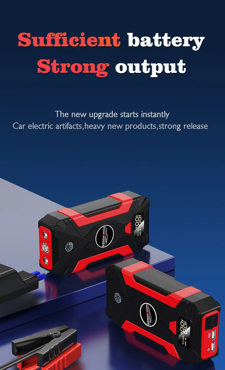 Portable Mini Jump Starter With 12V Lithium Battery Power Bank With air Compressor Booster Charger for Car Jump Starter