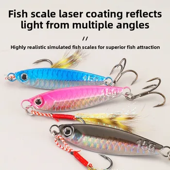 Custom Scale Falling ABS Plate Lure Bait Set Far-cast Fish Scale Pattern Sequin Artificial Hard Bait Hooks for Freshwater Sea – Hard Lure – view 3