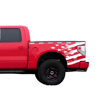 2pcs Luxury America Flag Graphic Vinyl Decals Waterproof ABS Sticker for Pickup Cars Universal Waterproof Decoration for Truck