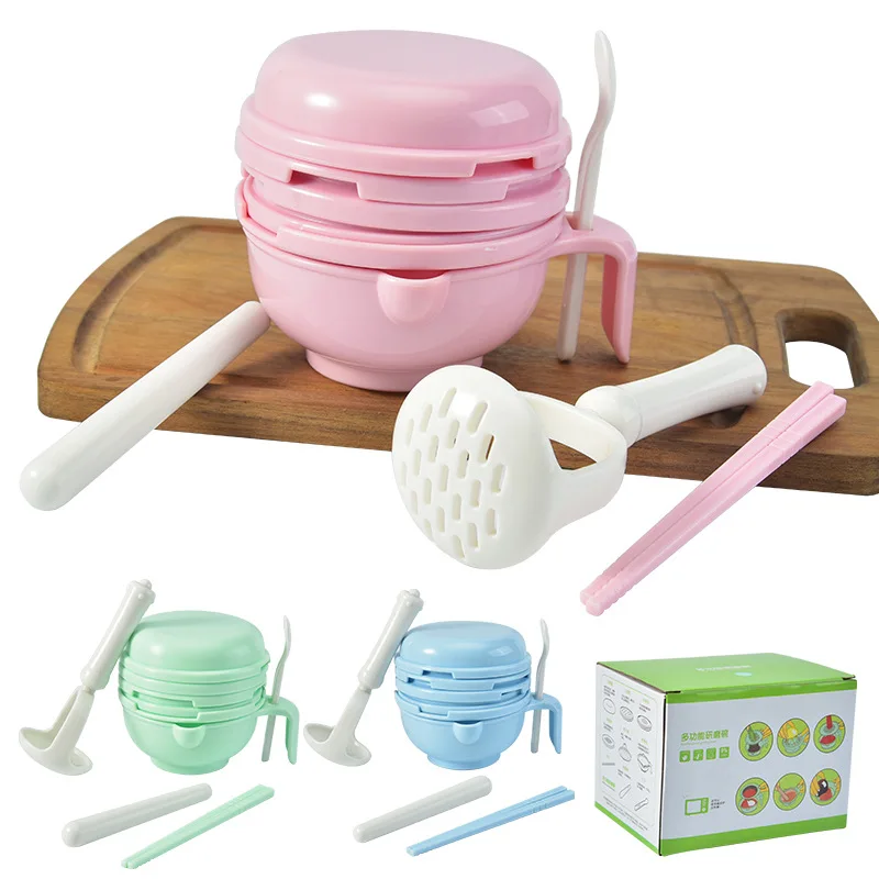 Hot Sale9pcs Manual Baby Food Mill Grinding Bowl Grinder Processor  Set for DIY Homemade Baby Fruit Mud Baby Feeding Bowl