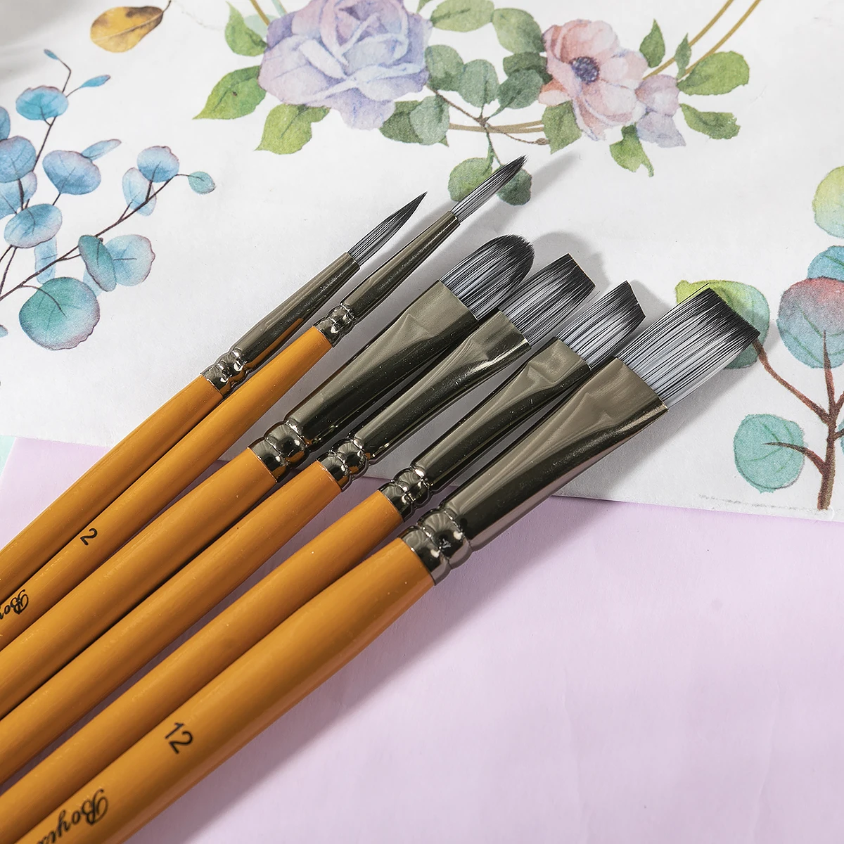 Прямая поставка с фабрики деревянная ручка нейлоновый набор кистей для акриловой масляной живописи