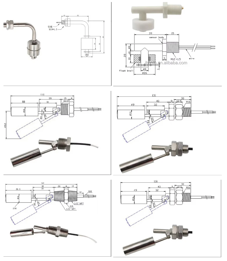 Stainless Steel 304 Water Level Sensor Magnetic Float Level Switch Side ...