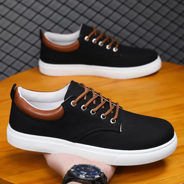2025 Spring Men's New Arrival Breathable Canvas Shoes Lightweight All-Match Casual Board Sneakers Korean Style Walking Style