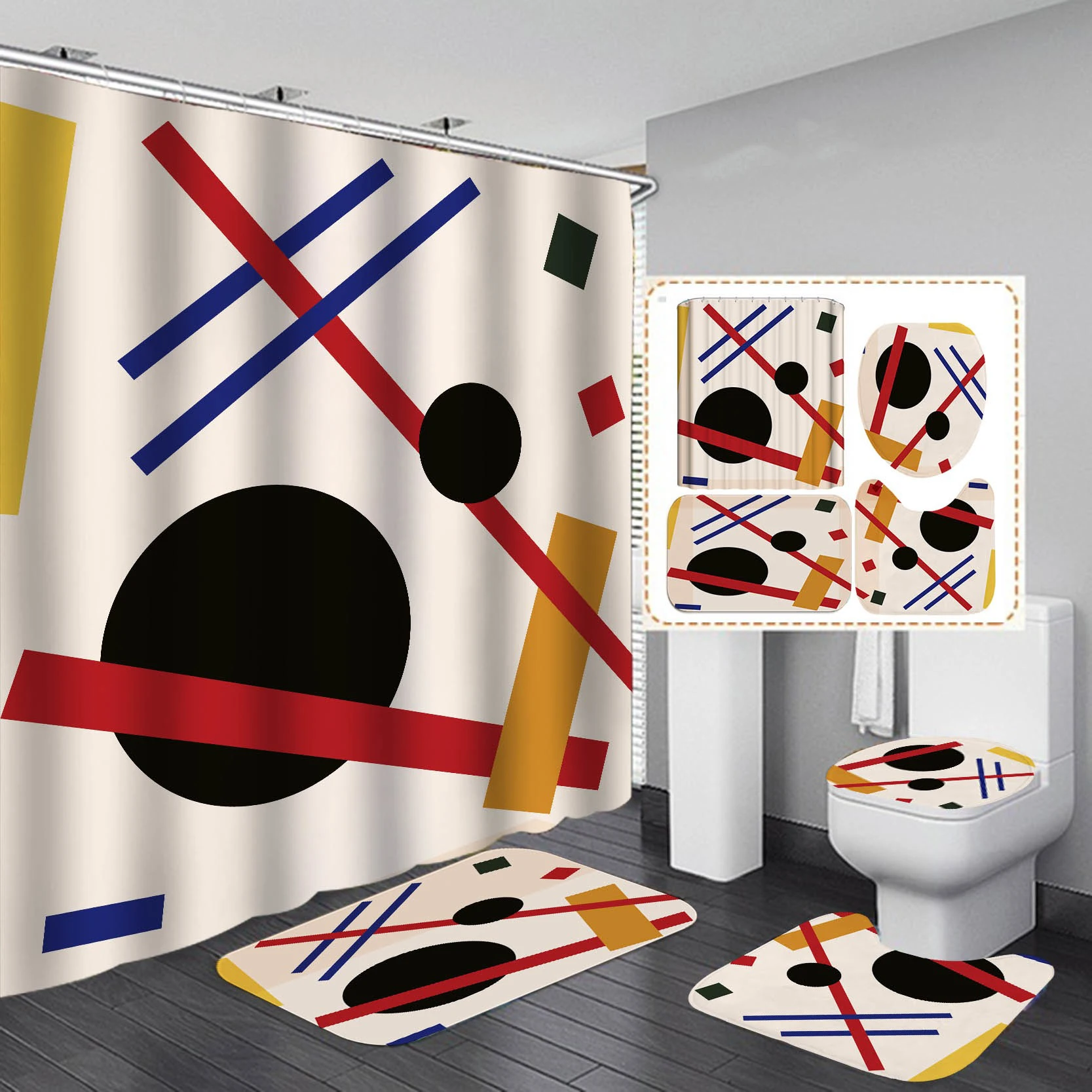 Wholesale Custom Printing Eco Friendly Shower Curtain Set for Bathroom