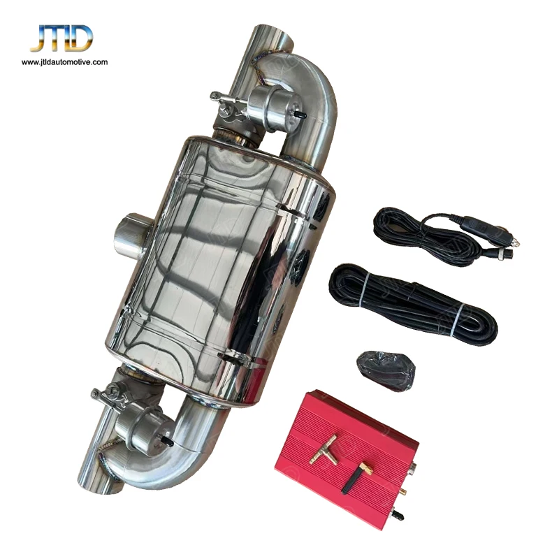 2.5INCH 3INCH 201 SS Exhaust Muffler Dual Outlet T Type Muffler With Valve Cutout Remote Controller