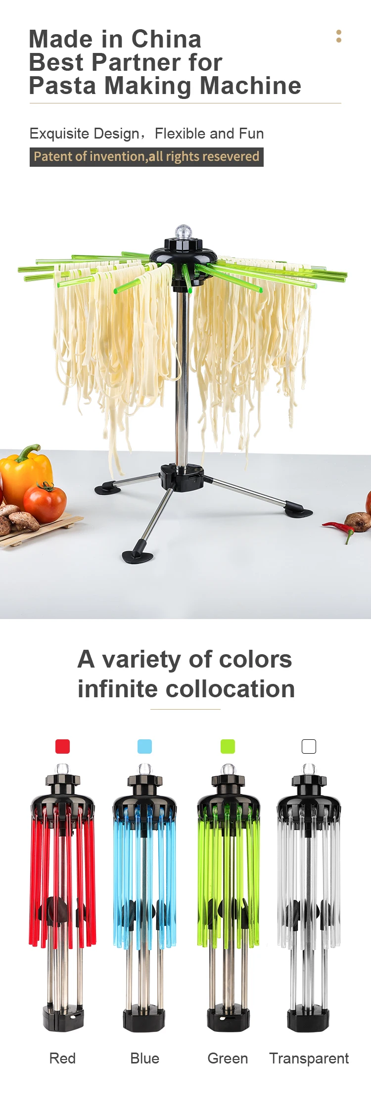 Plastic Homemade Spaghetti Dry Rack Collapsible Pasta Hanger Noodle