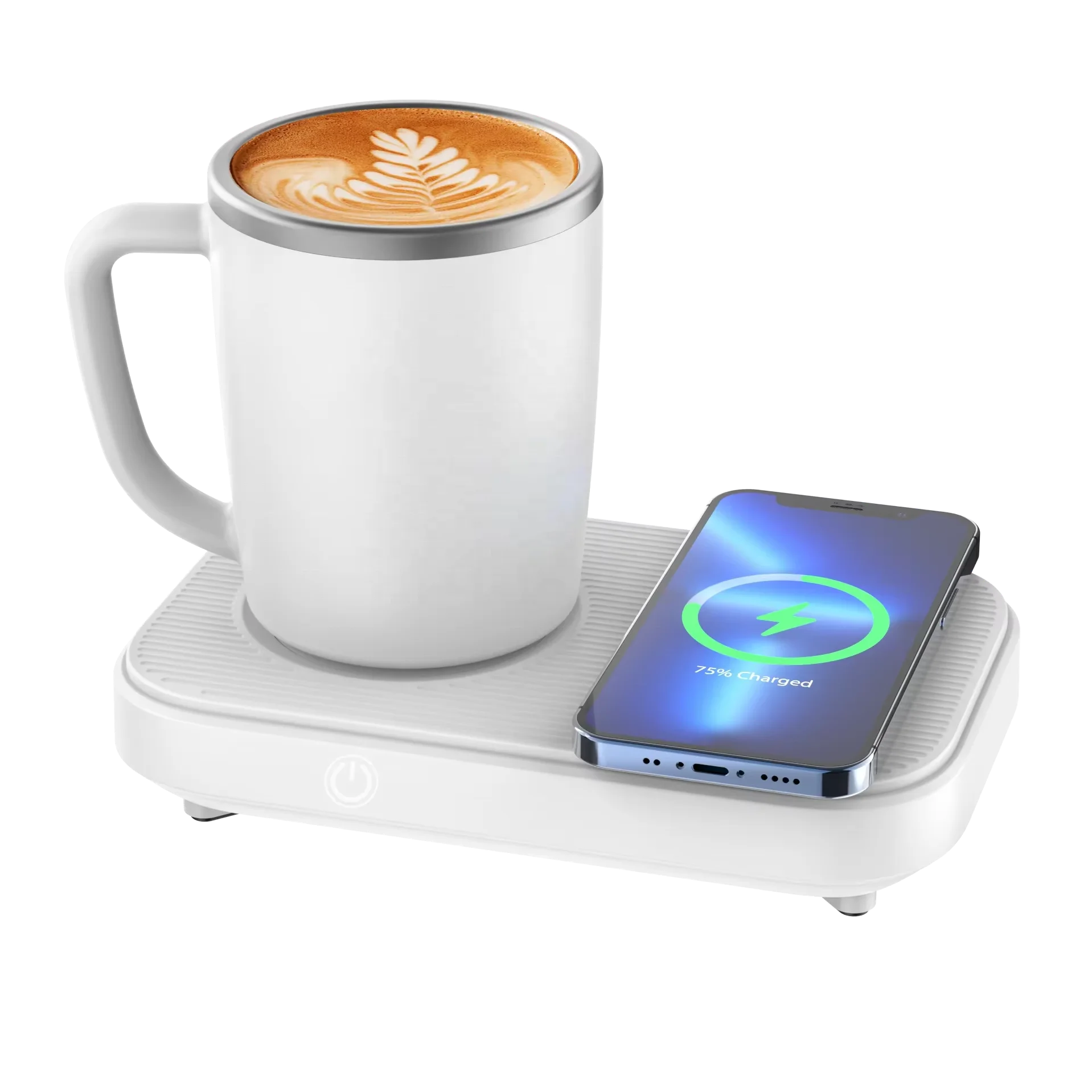 Black 3-in-1 Cup Heating Cooling Pad Smart Coffee Warmer/Chiller with 15W Wireless Phone Charger for Home Work 6