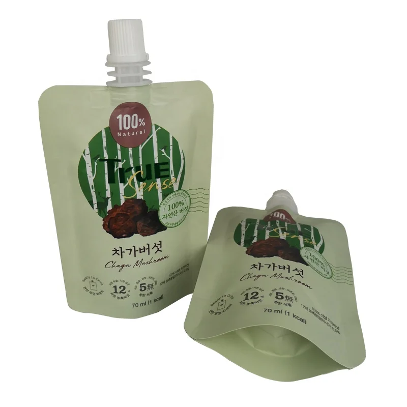 70ml Drink Stand up Middle Spout Liquid Pouch Reusable Doypack for Juice Packaging Bag Attached with the PVC Rail