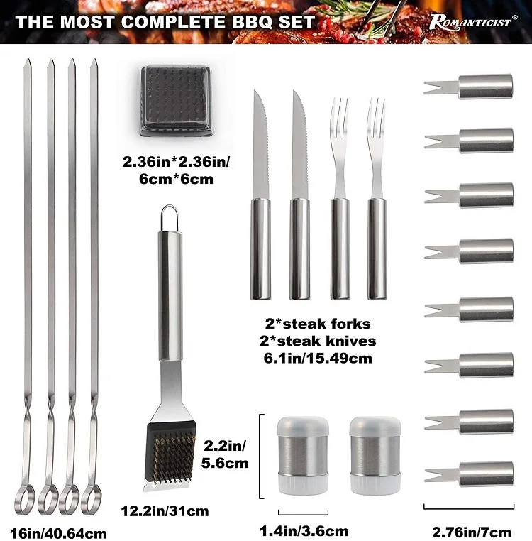 28pc BBQ Accessories Set Stainless Steel Grill Tools Set for Outdoor Camping Cooking Grilling factory