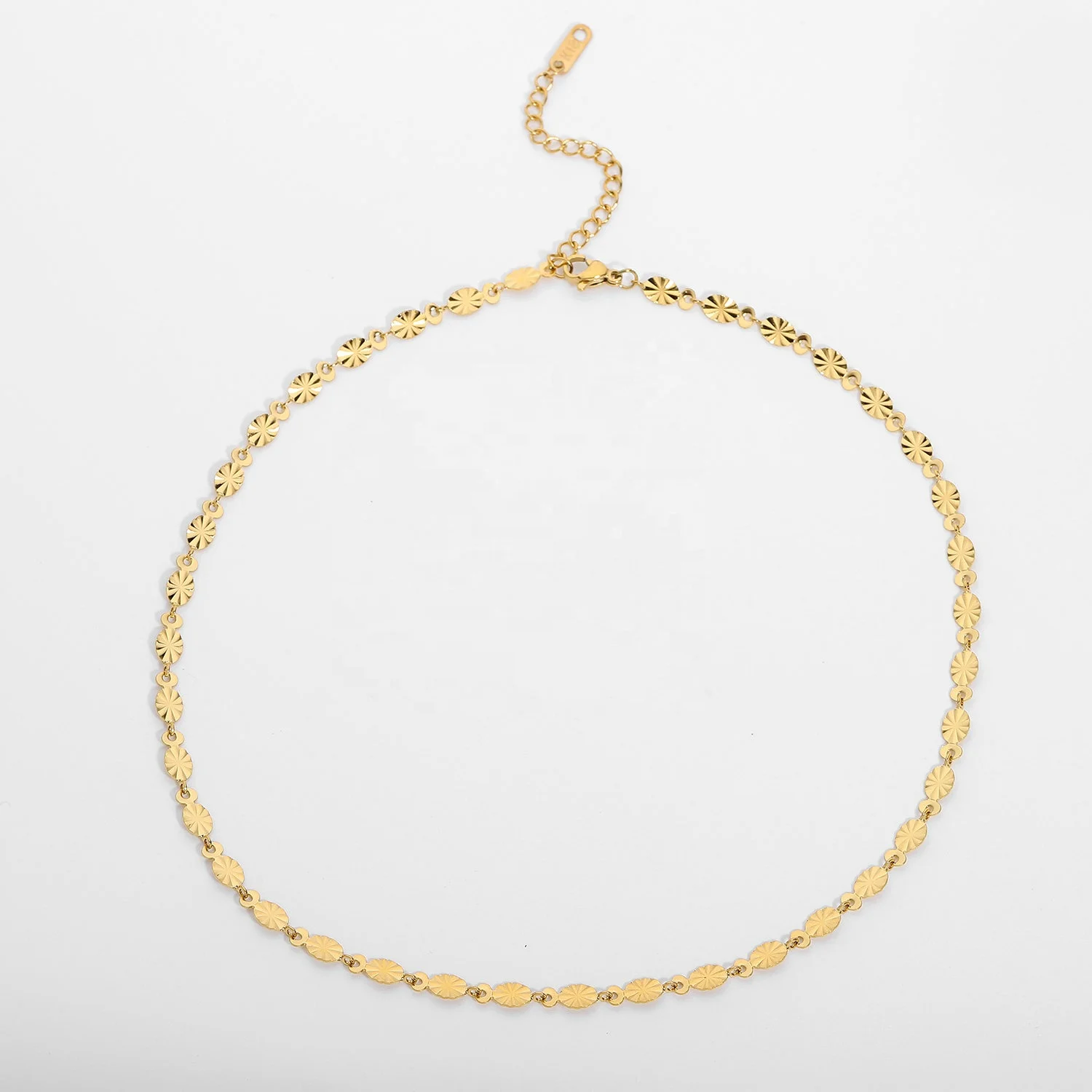 Vintage Oval Chain Necklace 18K Gold Plated Stainless Steel
