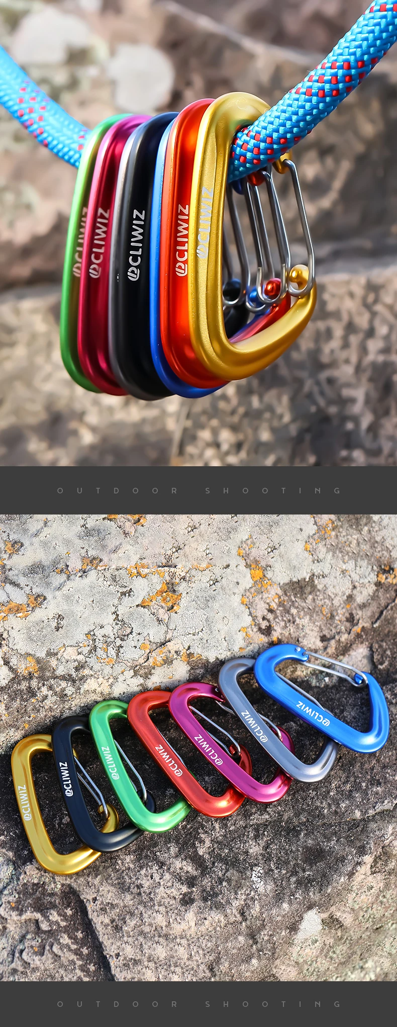 Jrsgs 7075 Aluminium Carabiner Clips 12kn Ultralight Climbing