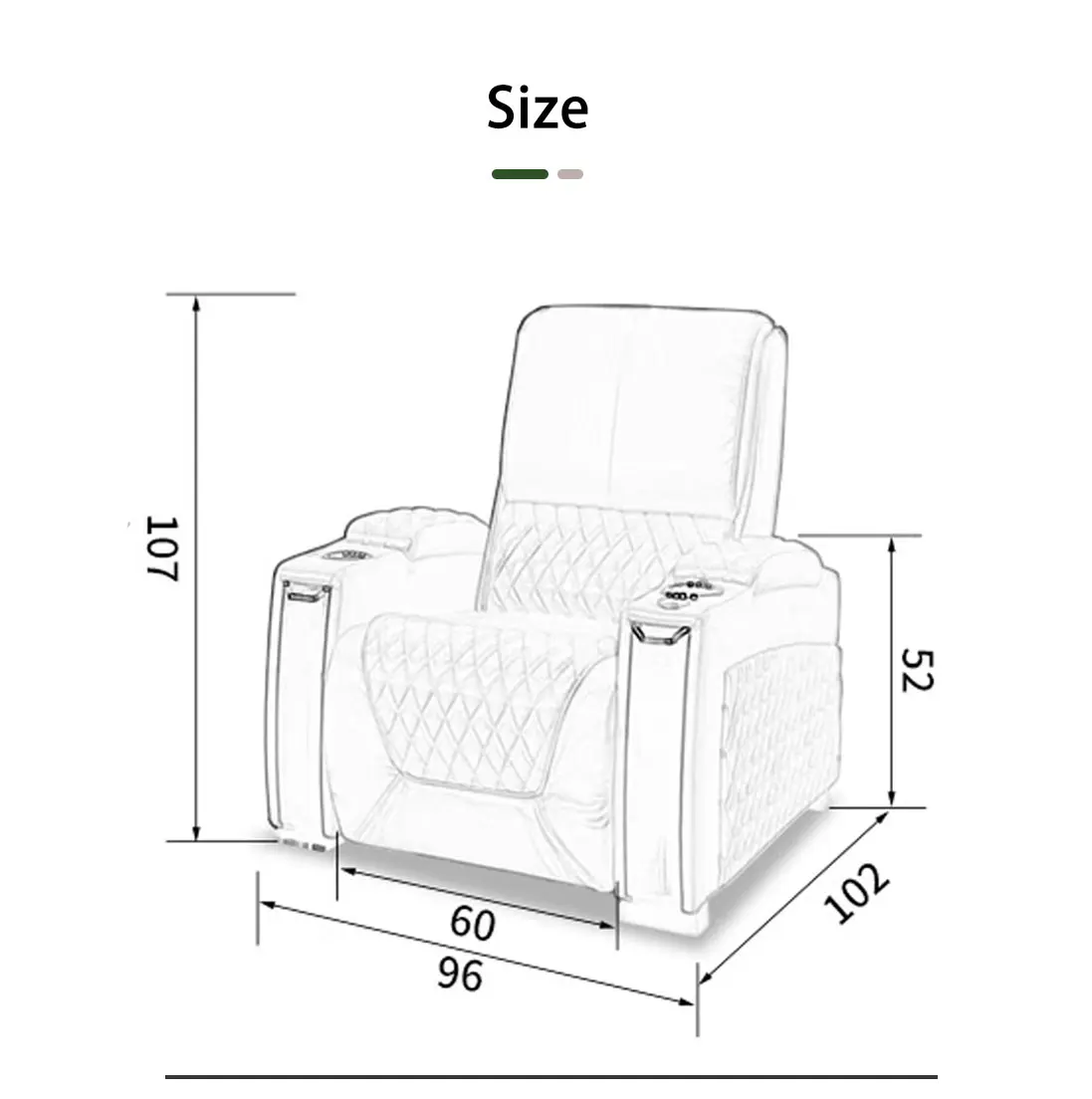 Dubai Theatre Cinema Electric 2 Seat Lift Up Chair Leather Reclining