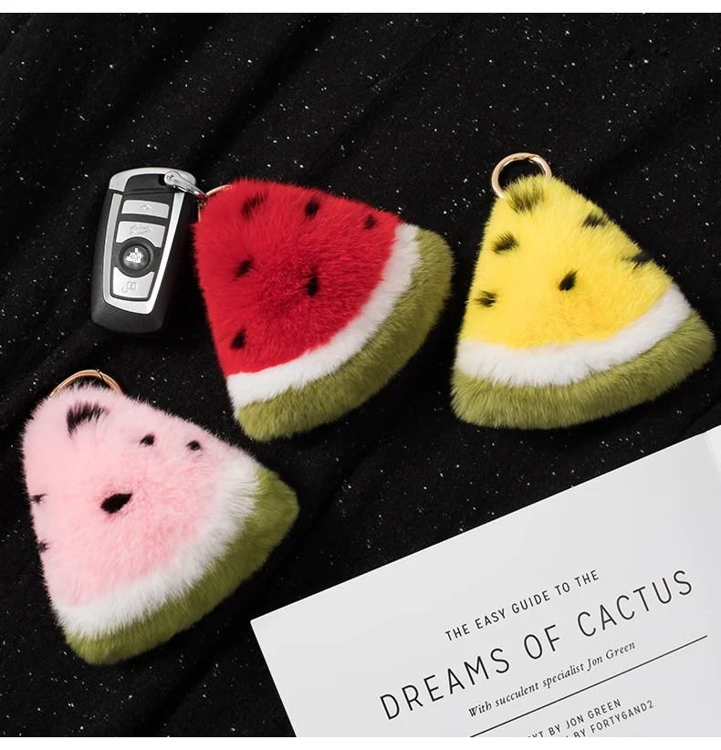 Cute Watermelon Drinks Charm Keychain - Creative Zinc Alloy Keyring For Handbags - Multicolor