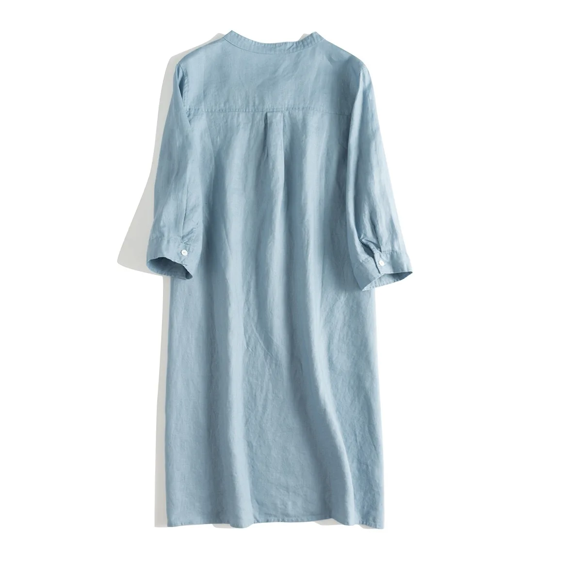 Pure Linen dress spring summer simple short sleeve women linen dress