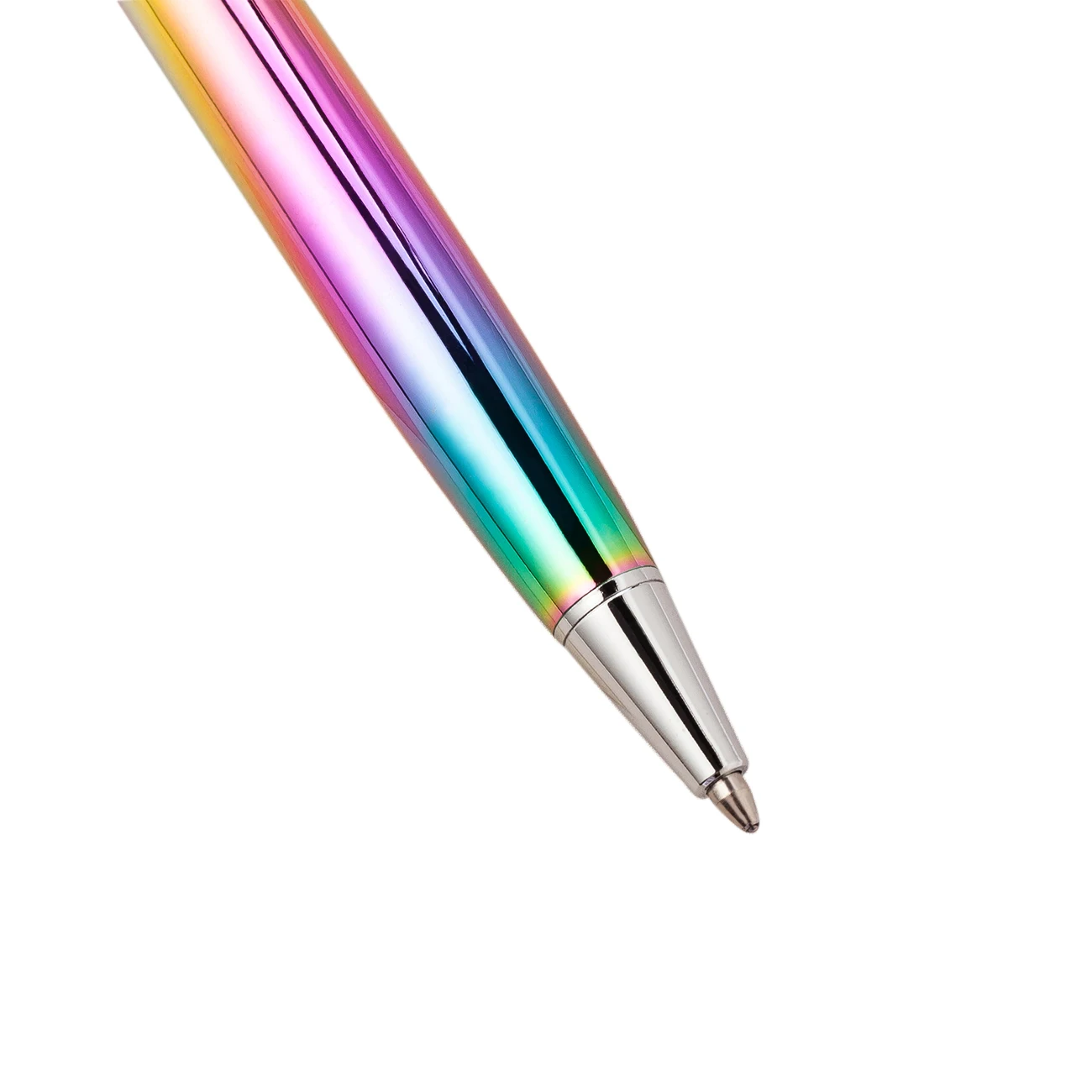 3 Pcs Gradient Rainbow Metal Ballpoint Pen, Elegant Retractable Click Pen With Black Ink, Durable Stainless Steel Copper, Smooth Writing For School Office Home Stationary Gifts For Men Women