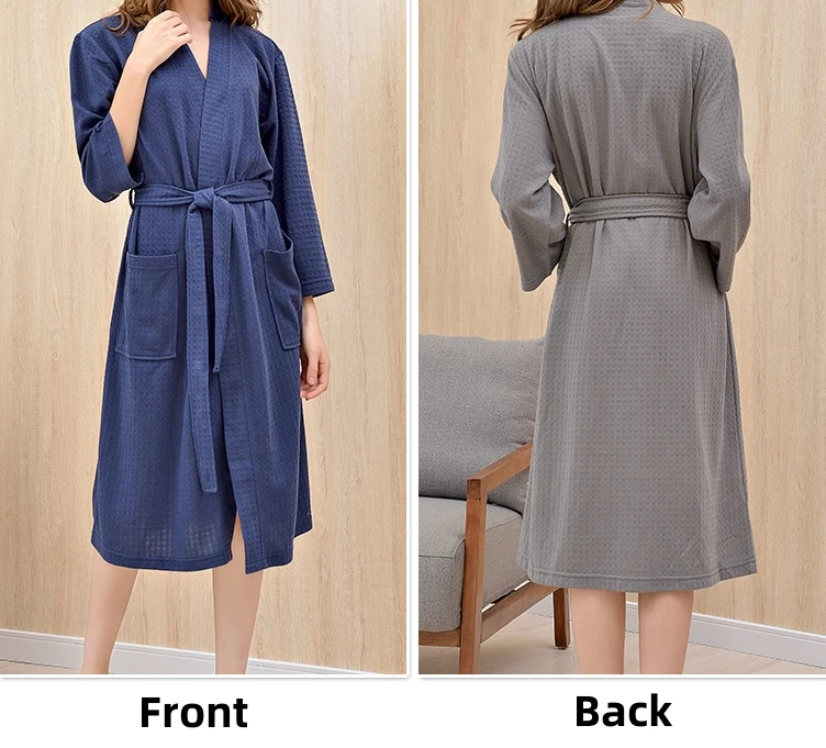 Custom 100 Polyester Luxury Thin Soft House Bath Robe Unisex Knit