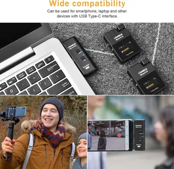 Comica BoomX-DUC2 2.4G Wireless Microphone for USB C Phone, Dual Lavalier Lapel Microphone With 2 Transmitter 1 Receiver, Lav detail image