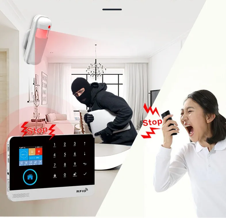 APP Wifi RFID Tag GSM Alarm System with App LCD Burglar Alarm Wifi
