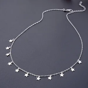 POLIVA 925 Small Pendant Star Necklace Wholesale Rhodium Plated Sterling Silver Chains Cute CN;GUA Women's Necklaces No Stone