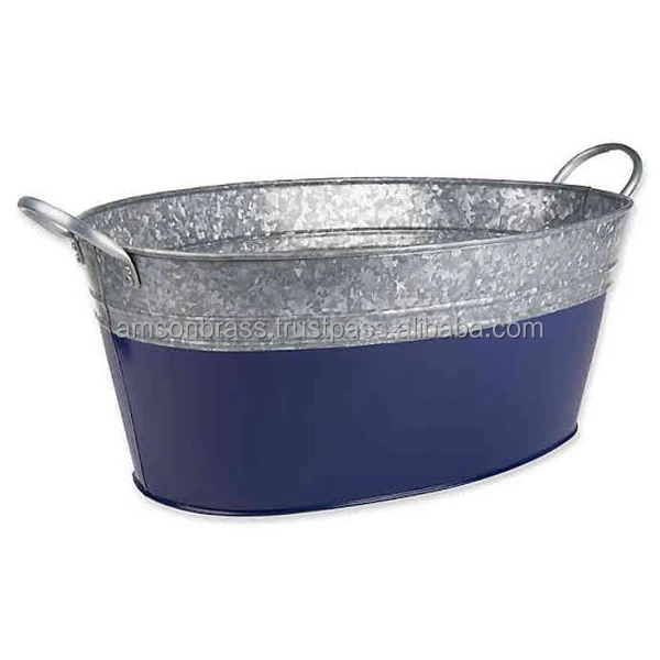 Oval Shapped Wide Bucket with both side holding Handle and Premium Silver  Coloured Finish ice bucket