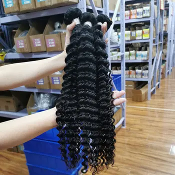 Human hair weft Free sample 12a 8''-30" mink brazilian deep wave hair piece virgin hair bundles