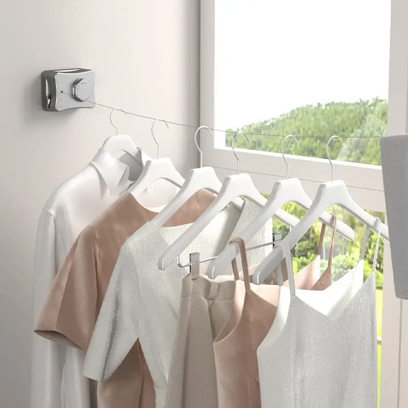 5.1m Bathroom in Visible Retractable Clothesline Balcony Clothesline Sus 304 Strong Wires Shrinkage Clothes Quilt Drying Wires