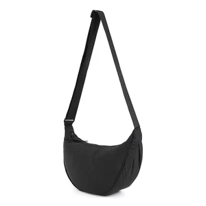 Custom Women Messenger Hobo Nylon Sling Crossbody Dumpling Handbag Half Moon Crescent Bag With Strap