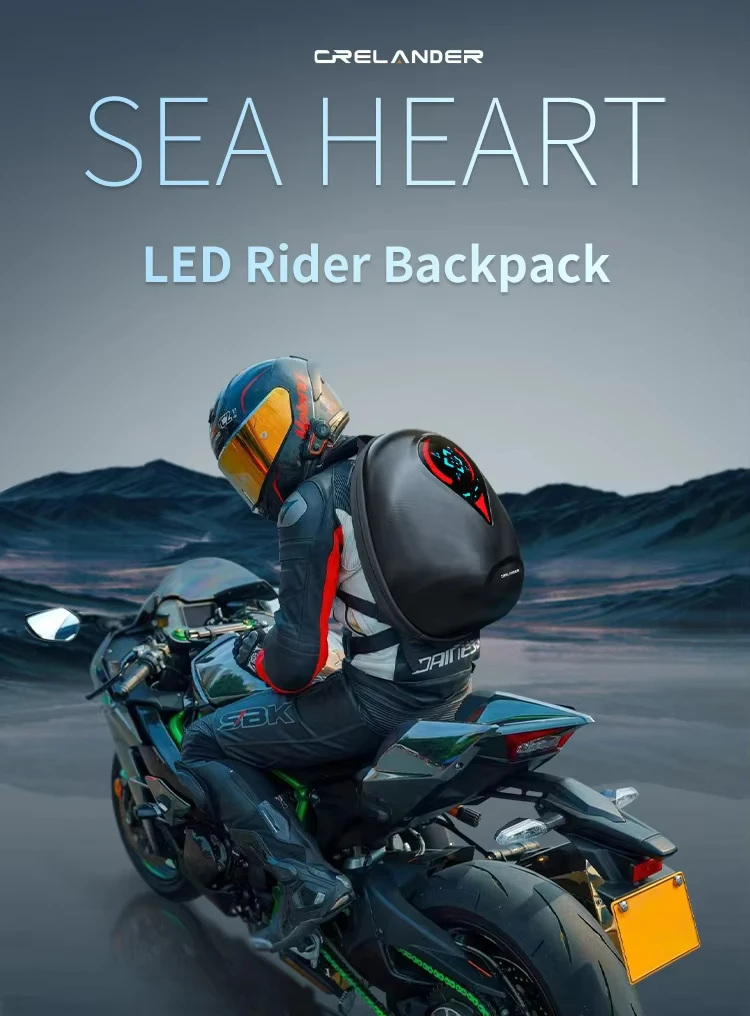 Smart WiFi Connect Custom LED Animation Waterproof Backpack IP64 Rating for Outdoor/Motorcycle Use Adjustable Digital Display