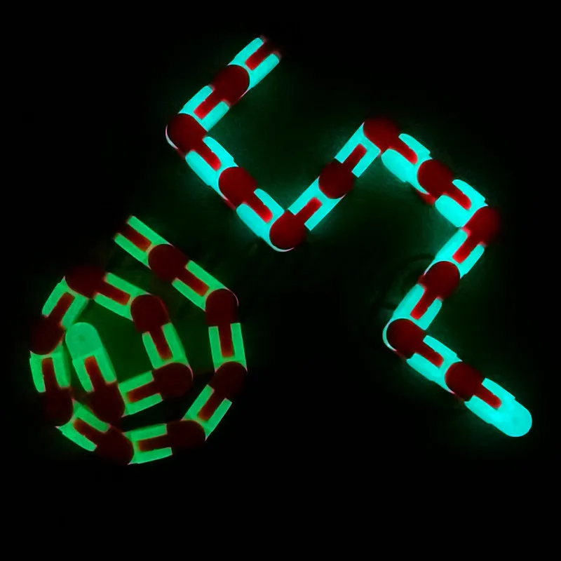 Fidget Stress 24 Links Glow in the Dark Puzzle Snake Bike Chain Wacky Track Toy
