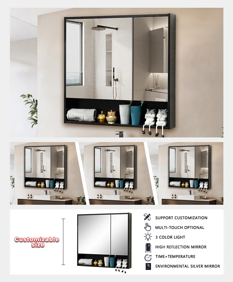 product bathroom vanity cabinet 36inch medicine mirror cabinet with storage aluminum medicine cabinet with adjustable shelf for hotel-4
