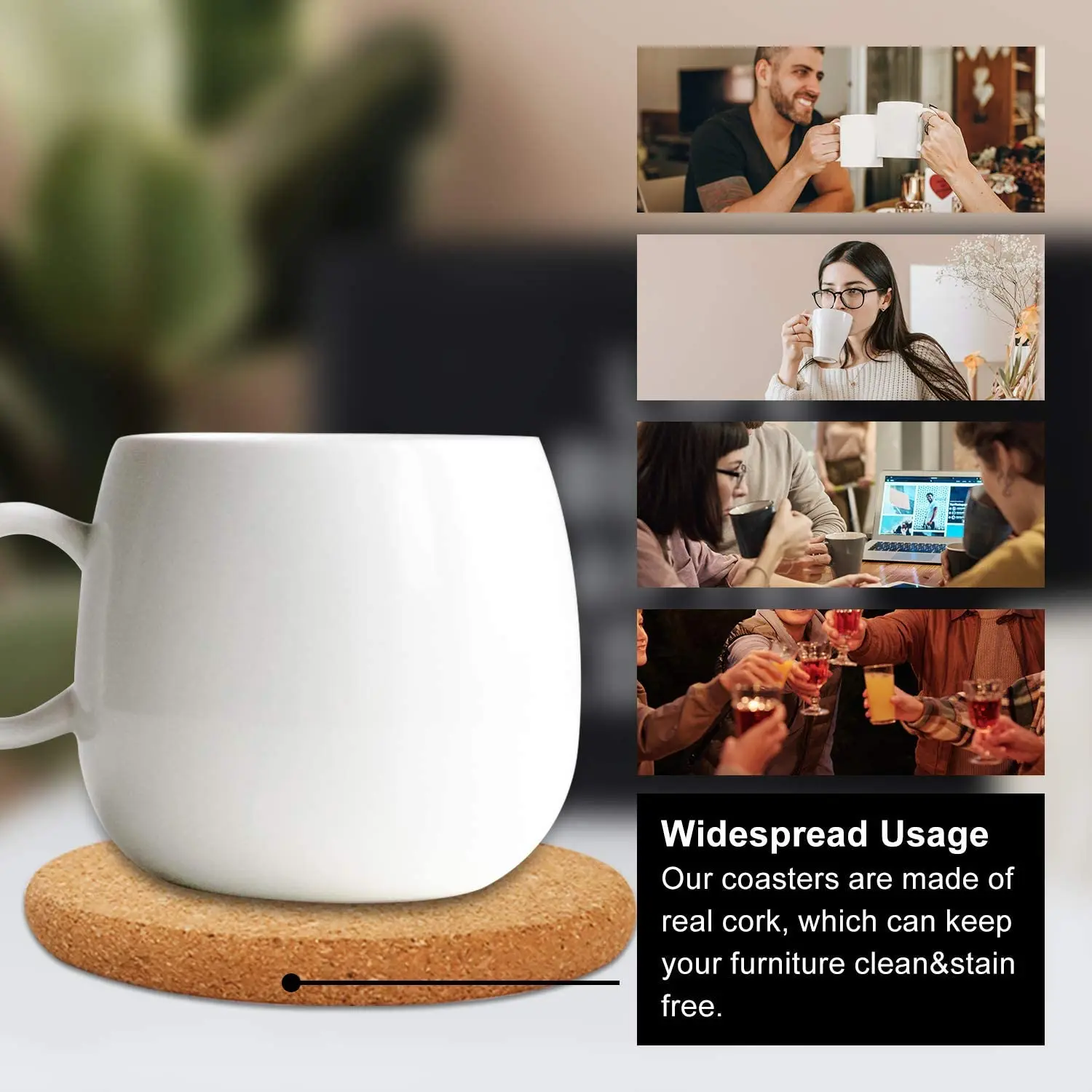 Custom Sublimation Square Mdf Natural Cork 10mm Round Mat Backed Placemats Adhesive Coasters