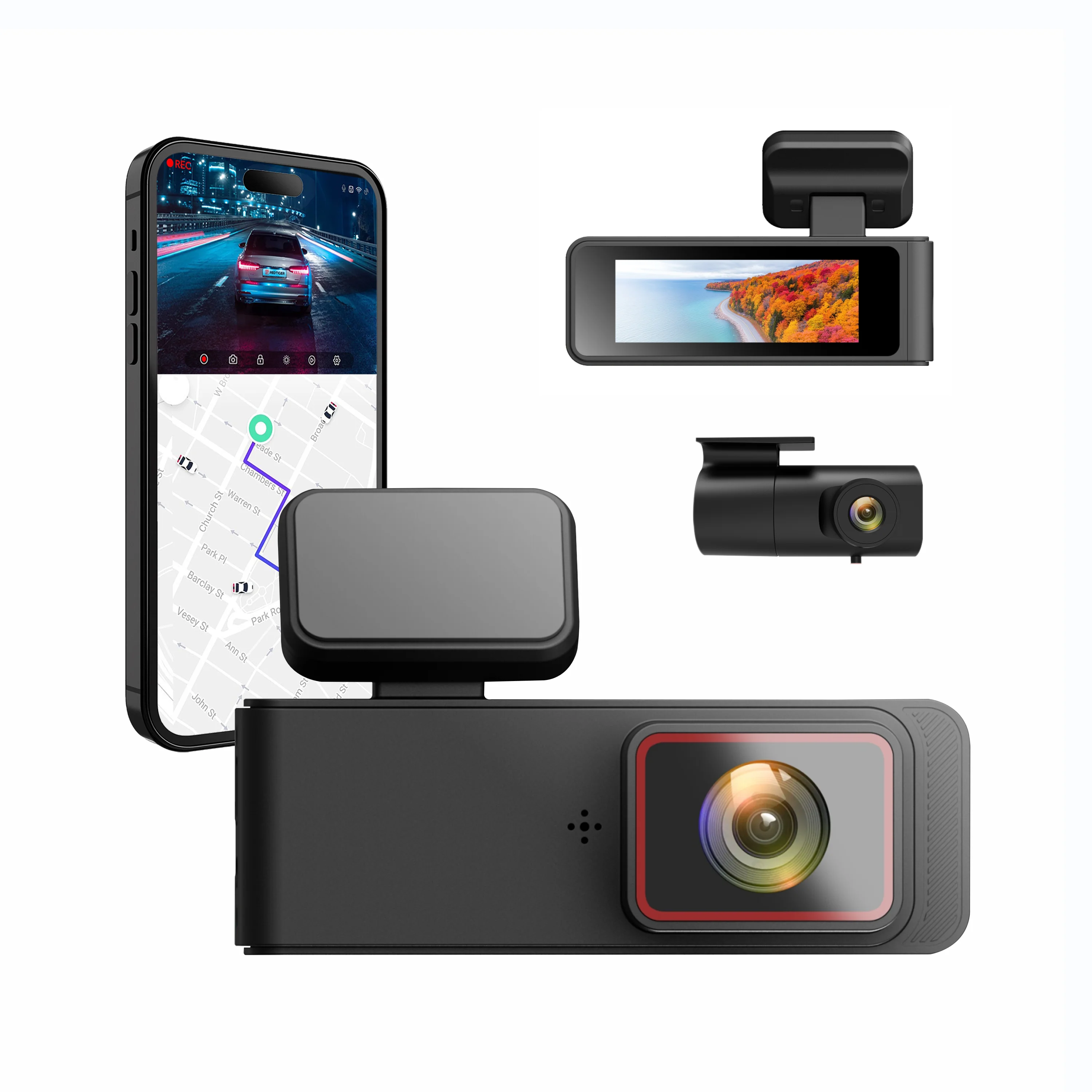 Dvoučočková palubní kamera vozidla DVR návod k obsluze, 2,89 palce, 2160P+1080P černá skříňka F1.8 s WIFI aplikací, nepostradatelný doplněk pro nové auto